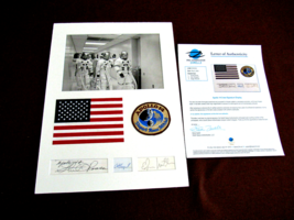 Roosa Shepard Mitchell Apollo 14 Crew Signed Flag Patch Photo Cuts Zarelli Loa - £616.28 GBP