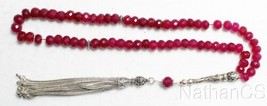 Tesbih Worry Beads 66 Faceted Genuine Ruby &amp; Sterling Silver - Collector&#39;s - £655.24 GBP