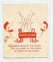 Pickin Chicken Sundaes &amp; Ice Cream Menu Miami Beach Florida 1950&#39;s - £30.07 GBP