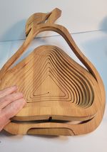 Wood Fruit Basket & Folding Collapsible Trivet Pear Shaped image 5