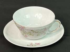 Vintage Victoria Austria 347 Pink Floral Round Tea / Coffee Cup &amp; Saucer Plate - £11.72 GBP