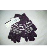 Time And Tru Women's Deer Fair Isle Touch Gloves Thick & Warm Purple Pearl NEW - $9.42