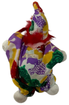 Vtg Porcelain Face Jester Clown Doll 5.5" Sandbag Body Red Hair Colorful Suit image 5