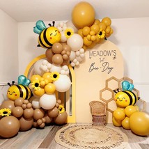 Bee Balloons Arch Kit Mustard Yellow Sand White Brown Bee Balloons for Bee Baby  - £21.43 GBP