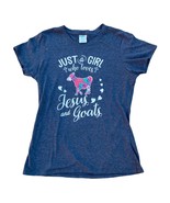 Just a Girl Who Loves Jesus &amp; Goats T-Shirt Size Small Blue-gray - £8.97 GBP