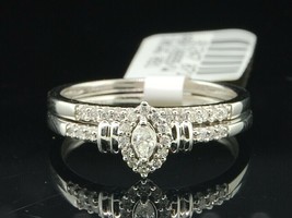 Ladies 10K White Gold Diamond Engagement Ring Wedding Band Bridal Set 2.20 Ct - £105.67 GBP