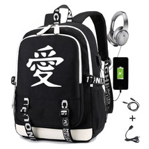 Men Anime Backpack Student School Bag Usb Charging Printing Gaara Sasuke Uchiha  - £42.49 GBP