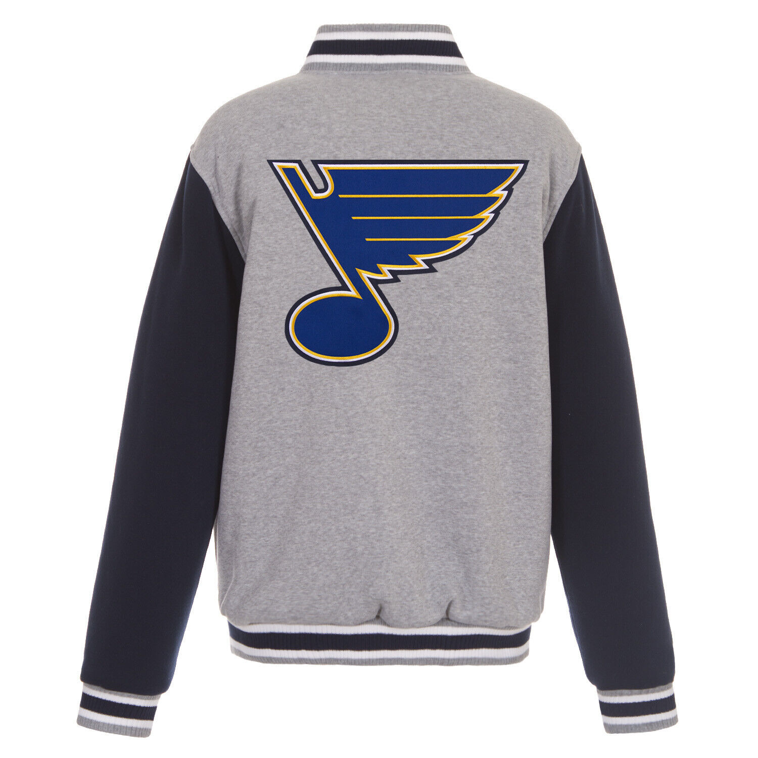 Primary image for NHL St Louis Blues Reversible Full Snap Fleece Jacket Embroidered Logos Black JH