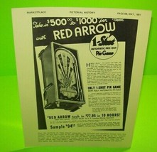 Red Arrow Pinball Machine Game Marketplace Magazine AD Artwork Sheet 1981 Bally - $24.94