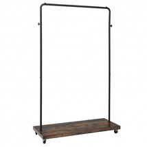 Rolling Garment Rack with Hanging Hooks and Bottom Storage Shelf - Color: Rustic - €116,26 EUR