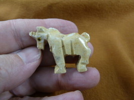 Y-UNI-10) tan UNICORN SOAPSTONE carving figurine GEMSTONE horse I love u... - $8.59