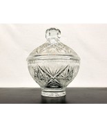 Covered 6&quot; Candy Dish, Heavy Cut Crystal, Stars And Fans, Thumbprint Foot - £26.94 GBP