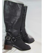 NWOB Lucky Brand Knee High Low Heel Black Leather Boot 8 M Ankle Buckle - £97.72 GBP