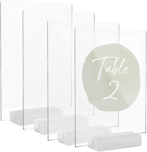 Acrylic Sign Holders with White Wood Stands, 4 Pack - 8X10 Inch Blank Ta - $36.62