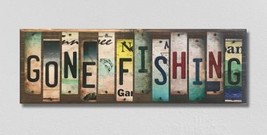 Gone Fishing License Plate Tag Strip Novelty Wood Sign WS-038 - £43.08 GBP