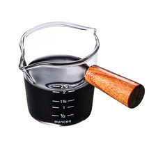 Double Spouts Measuring Cup With Wooden Handle Heat-Resistant Espresso S... - $19.99