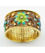 Gorgeous 14k Yellow Gold Hand-Made Band Mesh Ring w/ gorgeous Enamel Det... - €2.752,42 EUR