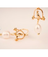 Pearl, Bird Cage Earrings, Gift For Her, Gift For Women Jewelry Pretty and Shabb - $32.45