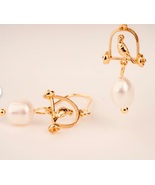 Pearl, Bird Cage Earrings, Gift For Her, Gift For Women Jewelry Pretty and Shabb - £31.67 GBP