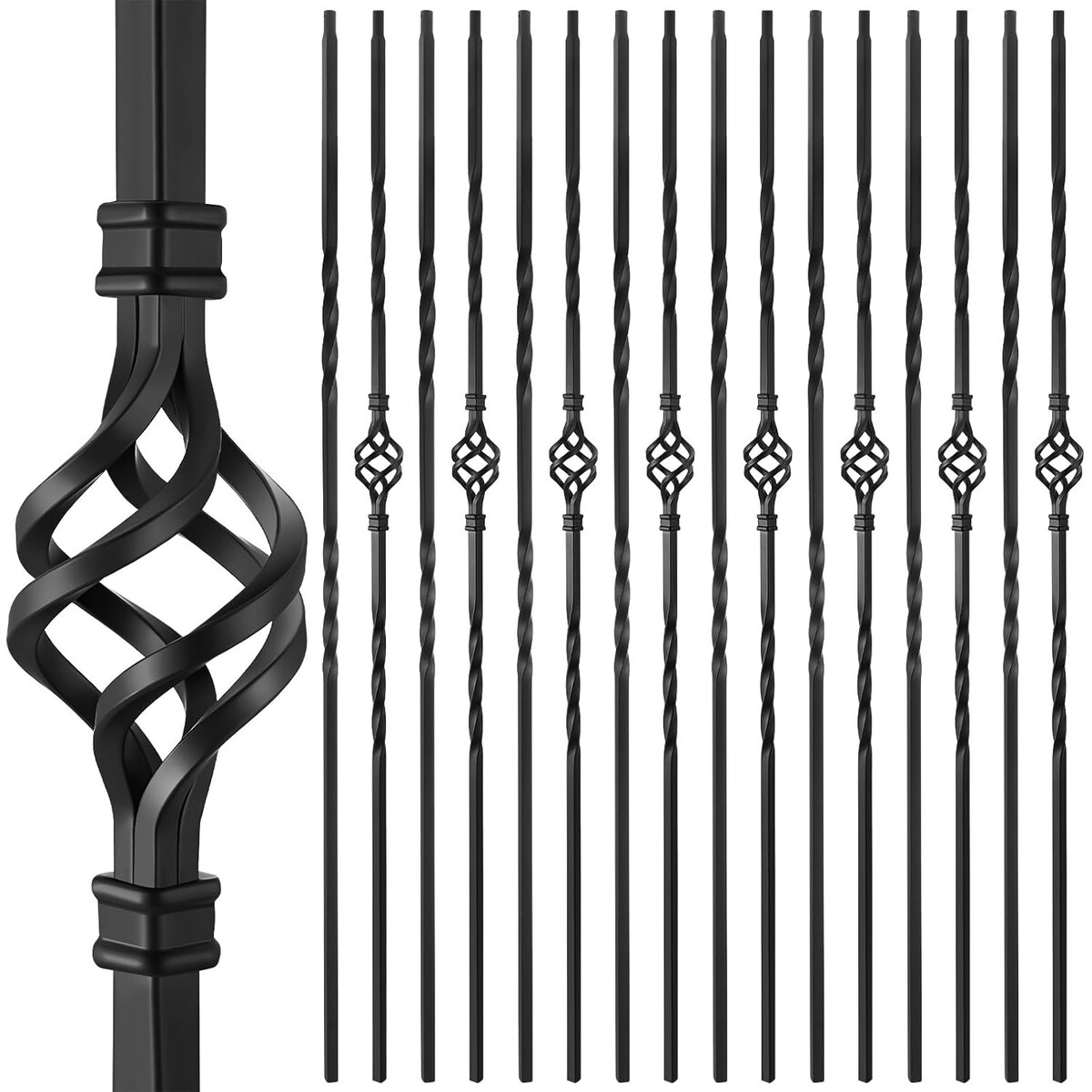 32 pc Wrought Iron Balusters 1/2x44&quot; SATIN-BLACK Stair Spindles Staircas... - $148.45