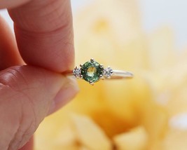 14Kt Gold High Quality Green Sapphire Solitaire Engagement Gift Ring Free ship - £650.61 GBP
