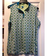 NWT Ladies GG BLUE Peacock Blue Lime Plaid Gina Sleeveless Golf Shirt  XL - £29.63 GBP