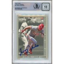 Lenny Dykstra Philadelphia Phillies Autograph 1994 Fleer #9 BAS BGS Auto 10 Slab - $129.99