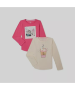 Wonder Nation Girls Long Sleeve 2 Pack MEDIUM 7/8 Cats &amp; Hot Chocolate New - $294.03 MXN