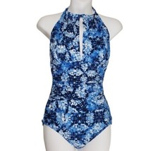 Dreamsuit Blue Multicolor Floral Halter Keyhole One Piece Swimsuit Size ... - £17.91 GBP