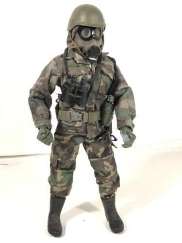 Vintage GI Joe 12" 2001 Hasbro US Army Ranger Paratrooper Camo Face Gas Mask Pls - £45.86 GBP