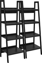 Lawrence 4-Shelf Ladder Bookcase Bundle By Ameriwood Home In Black - £123.79 GBP