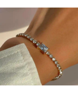 18K Gold plated brass Emerald CZ diamond Tennis chain choker necklace women - $30.78 CAD