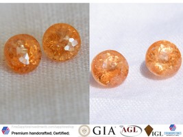  Garnet Spessardine Matching Pair, Fanta Orange Premium Brilliant Round Cut with - £357.26 GBP