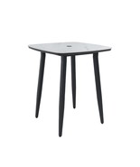 Modern Outdoor Bar Table: Stone Top, Umbrella Hole, Rust-Free Aluminum - $8,777.91 MXN