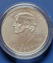 US SILVER DOLLAR 1993 P THOMAS JEFFERSON UNC COMMEMORATIVE COIN - £58.96 GBP