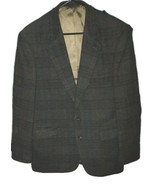 Vintage Oakton Sport Coat Mens 42R Gray Wool Plaid Blazer 2 Button Gray ... - $58.22 CAD