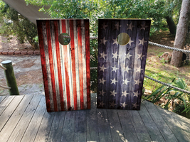 Waterproof Cornhole WRAPS / Distressed American Flag  / USA Flag / Lamin... - $85.00