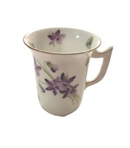 Vintage T&amp;V France China Purple Floral Small Ceramic Coffee Cup Mug Gold Trim - £11.98 GBP