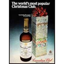 1975 Canadian Club Rye Whisky Vintage Print Ad Christmas Gift Box Bow Wall Art - £8.20 GBP