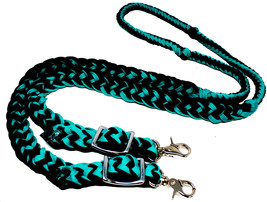 Roping Knotted Horse Tack Western Barrel Reins Nylon Braided Emerald Green - £19.14 GBP