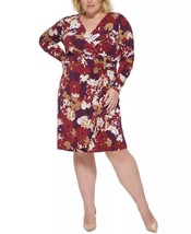 New Calvin Klein Red Floral Pleated Career Sheath Dress Size 20 W Women $119 - £54.82 GBP
