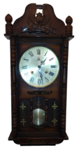 Sony Wall Clock 31 Day Wind Up With Pendulum &amp; Key Wood Eagle Topper - £80.17 GBP