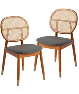LeisureMod Mid-Century Modern Wicker Accent Side Chair Set of 2 with Lea... - $10,210.39 MXN