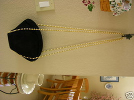 Unused De Vecchi Black Suede Shoulder Purse Brass Beads - £79.13 GBP