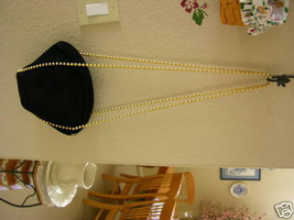 UNUSED DE VECCHI BLACK SUEDE SHOULDER PURSE BRASS BEADS - $99.00