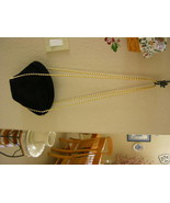 UNUSED DE VECCHI BLACK SUEDE SHOULDER PURSE BRASS BEADS - $99.00