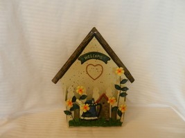 Metal 3-D Welcome Home Letter Holder With House, Flowers, Fence &amp; Heart - £19.98 GBP