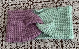 Twisted Waffle Crochet Head Band Purple Mint Green One Size Warm Winter Attire - £10.31 GBP