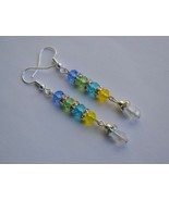Handmade Colorful glass bead Teardrop silver Plated dangle Earring - £10.35 GBP