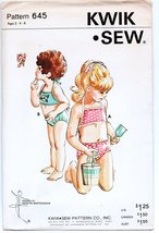 Kwik Sew 645 Girls' Two Piece Swimsuit Sewing Pattern Sizes 2-4-6 - $11.76
